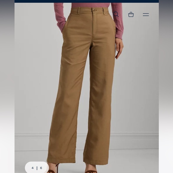 Ralph Lauren, Lauren Jeans Co. LRL, 16 100% Cotton, Canvas Wide-Leg Pant, HoneyT - Picture 6 of 13